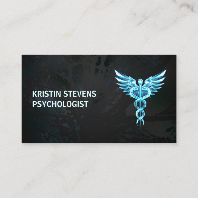 Carte De Visite Symbole de Caduceus d'or noir Médicale (Devant)