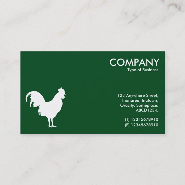 Carte De Visite Symbole de Cockerel - Blanc sur Vert foncé 02481c (Devant)