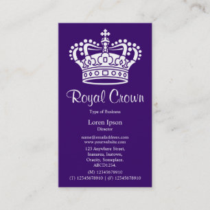 Carte De Visite Symbole de couronne 02 - Blanc sur violet foncé