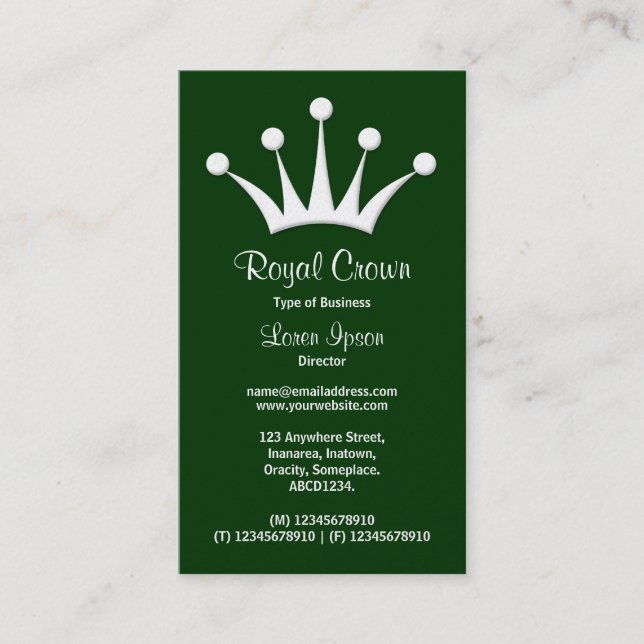 Carte De Visite Symbole de couronne - Vert foncé 003300 (Or) (Devant)
