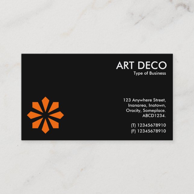 Carte De Visite Symbole de Fleur Art déco orange - Noir (Devant)