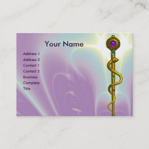 Carte De Visite SYMBOLE DE GUÉRISON D'OR ASCLEPIUS Médicale ROD Pu