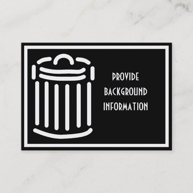 Carte De Visite Symbole de la poubelle blanche (Devant)