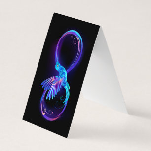 Carte De Visite Symbole de l'infini néon avec colibri lumineux