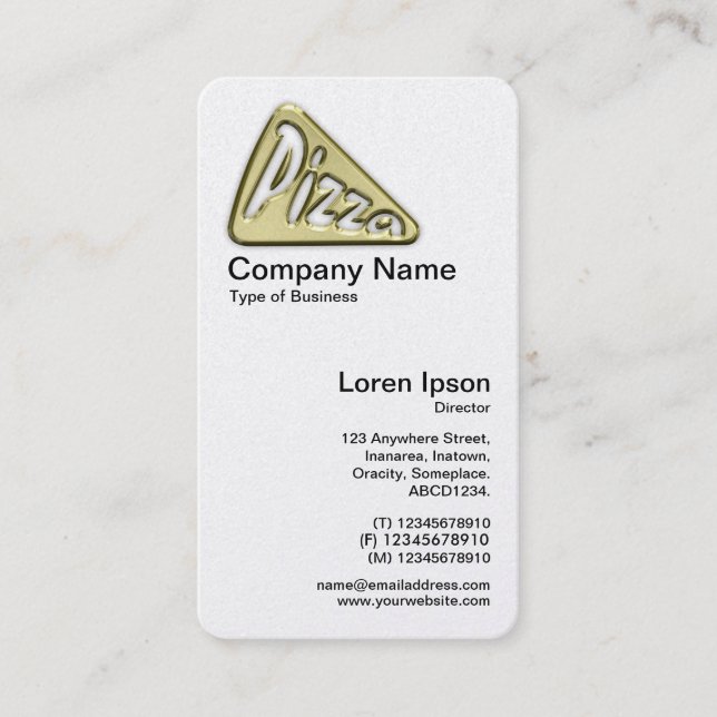 Carte De Visite Symbole de pizza d'or (Devant)