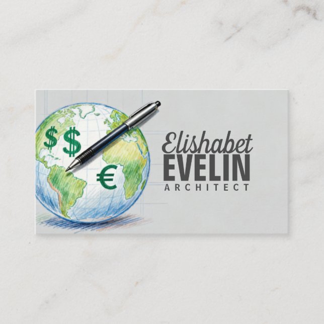 Carte De Visite Symbole de stylo et des devises mondiales (Devant)