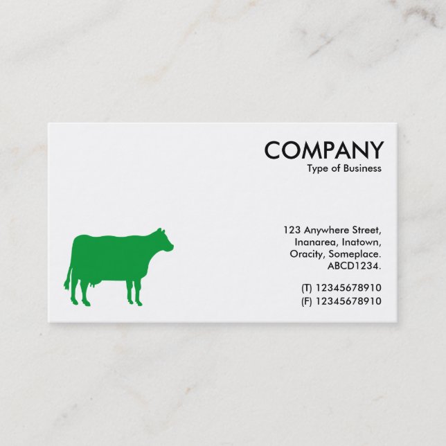 Carte De Visite Symbole de vache à vert d'herbe - blanc (Devant)