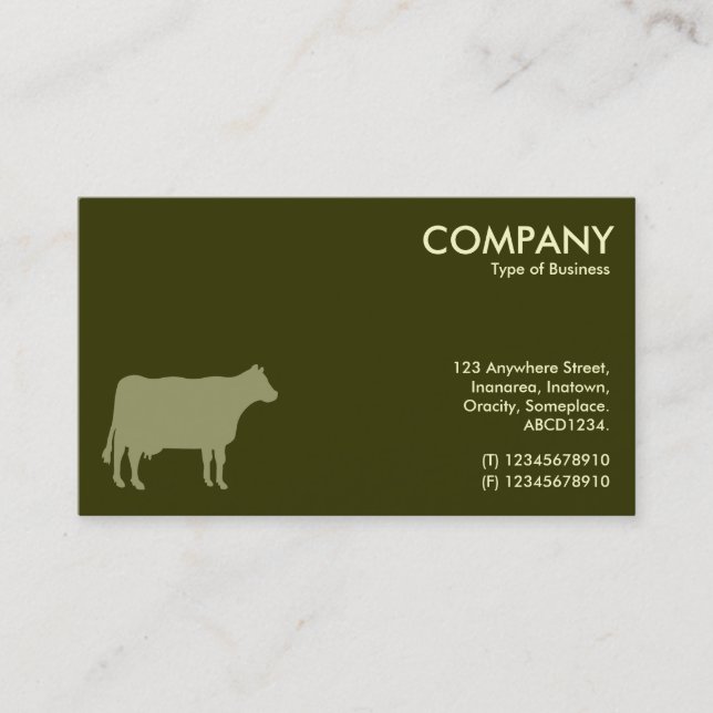 Carte De Visite Symbole de vache kaki - Vert pâle (Devant)