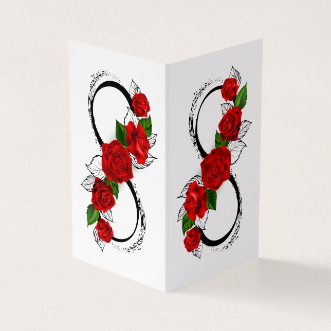 Carte De Visite Symbole d'infini avec les roses rouges (Extérieur)