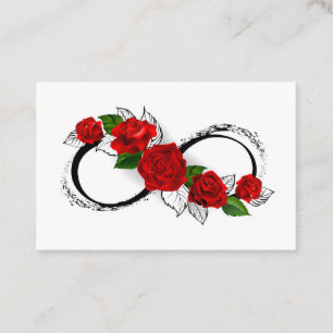 Carte De Visite Symbole d'infini avec les roses rouges
