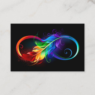 Carte De Visite Symbole d'infini avec plume arc-en-ciel