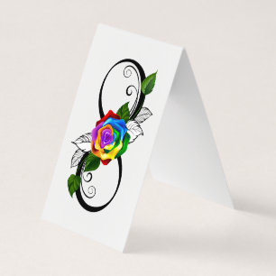 Carte De Visite Symbole d'infini avec rose arc-en-ciel