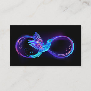 Carte De Visite Symbole d'infini néon avec colibri brillant