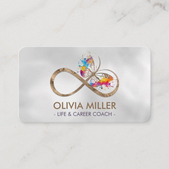 Carte De Visite Symbole d'infini Papillon Tache de couleur (Devant)