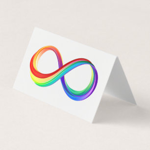 Carte De Visite Symbole d'infinité arc-en-ciel stratifié