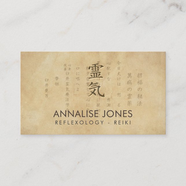 Carte De Visite Symbole et préceptes curatifs de Reiki sur le (Devant)