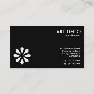 Carte De Visite Symbole Fleur Art Déco - Noir (Carte Or)