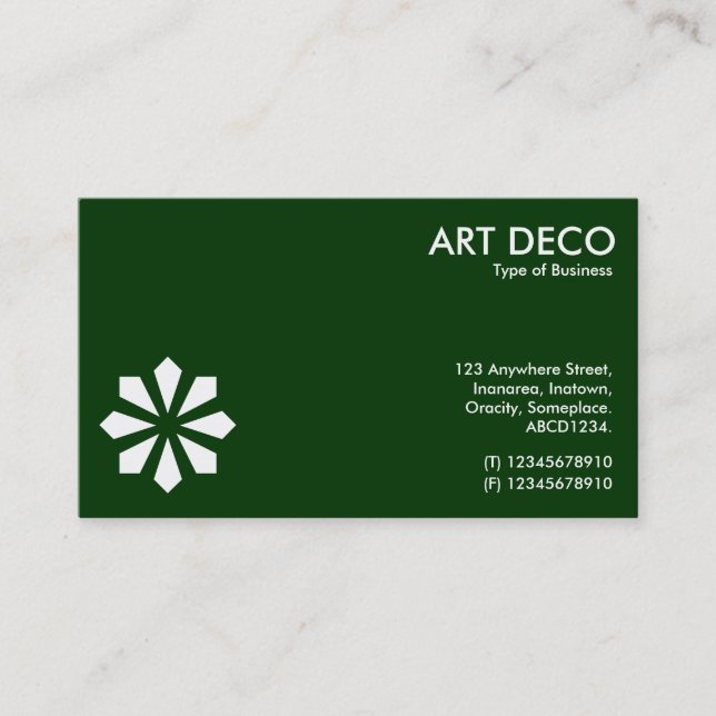Carte De Visite Symbole Fleur Art Déco - Vert foncé 003300 (Devant)
