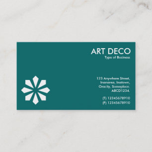 Carte De Visite Symbole Fleur Art Déco - Vert Turquoise 006666