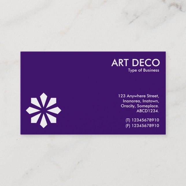 Carte De Visite Symbole Fleur Art Déco - Violet Profond 330066 (Devant)