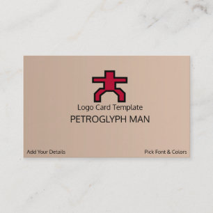 Carte De Visite Symbole homme de Petroglyph - Logo rouge