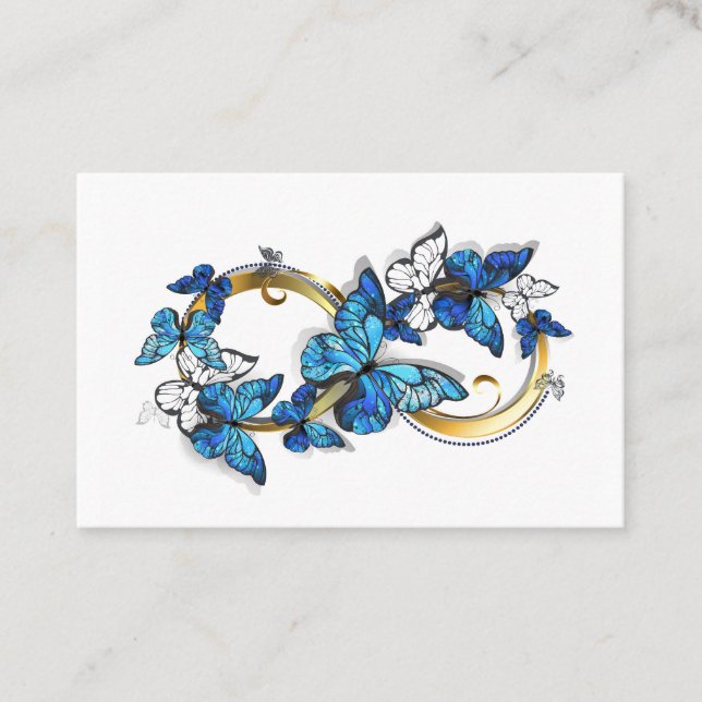 Carte De Visite Symbole infini de papillons Morpho bleus (Devant)