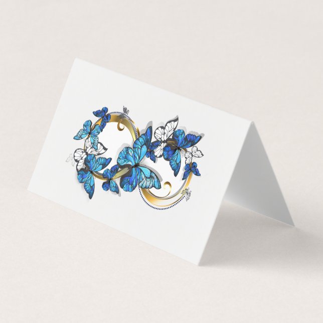 Carte De Visite Symbole infini de papillons Morpho bleus (Devant)