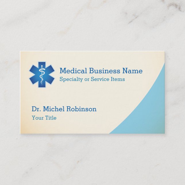 Carte De Visite Symbole Médicale Personnel de Asclepius - Crème Bl (Devant)