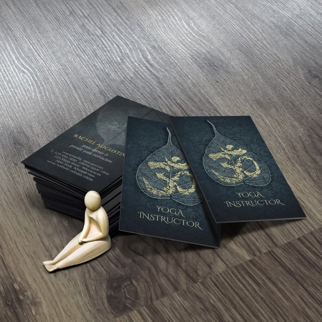 Carte De Visite SYMBOLE MODE MOI JAUNE BODhi Leaf Black & Gold (Créateur téléchargé)