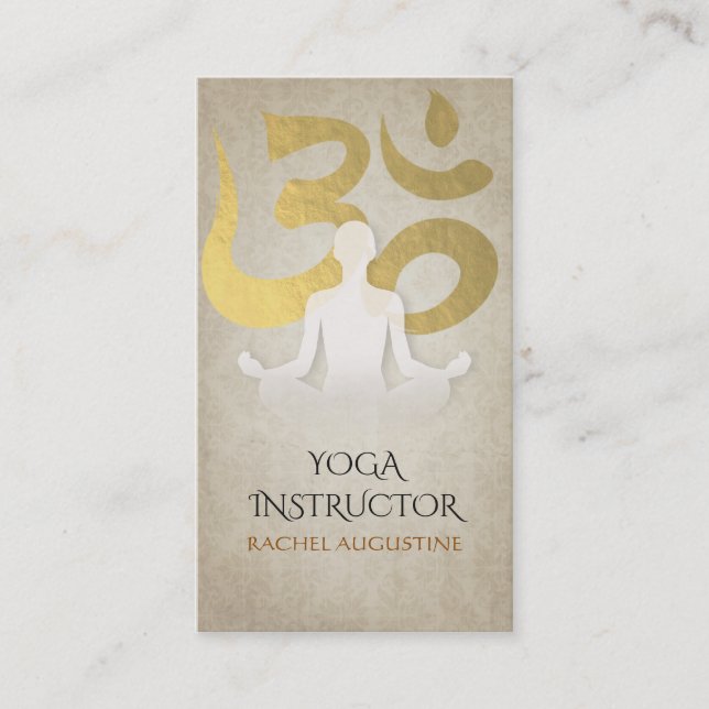 Carte De Visite Symbole Om de l'huile d'or de Pose de méditation Y (Devant)