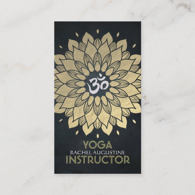Carte De Visite Symbole Om de méditation de Yoga Floral Gold Foil (Devant)