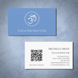 Carte De Visite Symbole Om Instructeur Yoga Simple Bleu