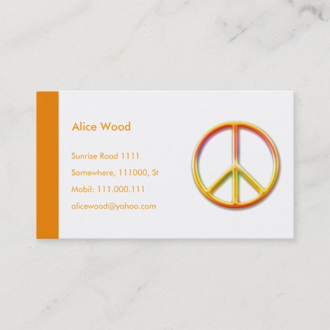 Carte De Visite SYMBOLE PEACE| Personnel (Devant)