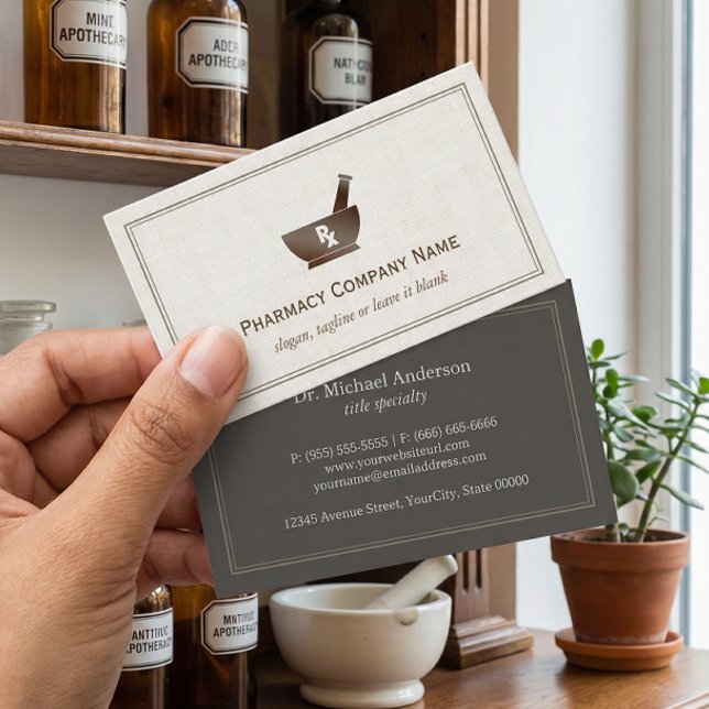 Carte De Visite Symbole RX Pharmacy Chemist Company - Lin classiqu (Créateur téléchargé)