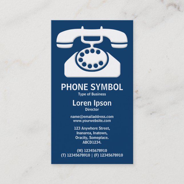 Carte De Visite Symbole téléphonique II - bleu foncé (003366) (Devant)