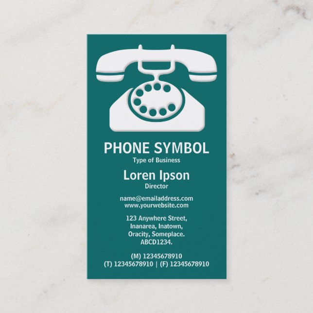 Carte De Visite Symbole téléphonique II - Vert Turquoise (006666) (Devant)