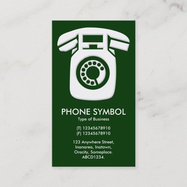 Carte De Visite Symbole téléphonique - Vert foncé (003300) (Devant)