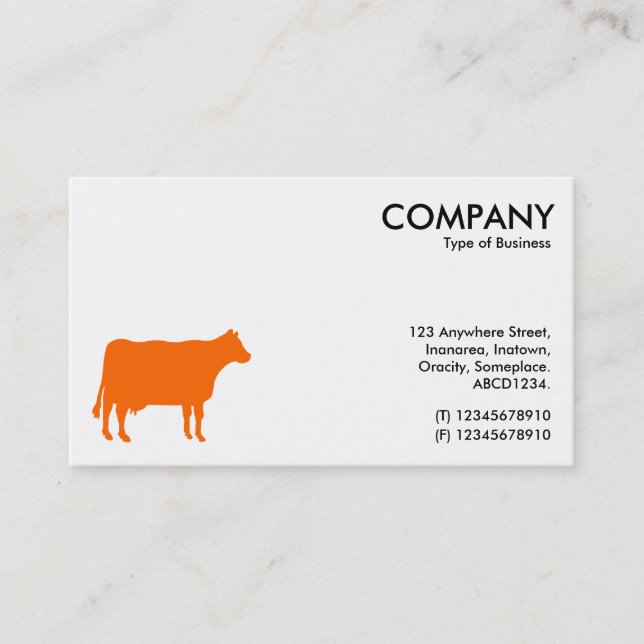 Carte De Visite Symbole Vache orange - Blanc (Devant)