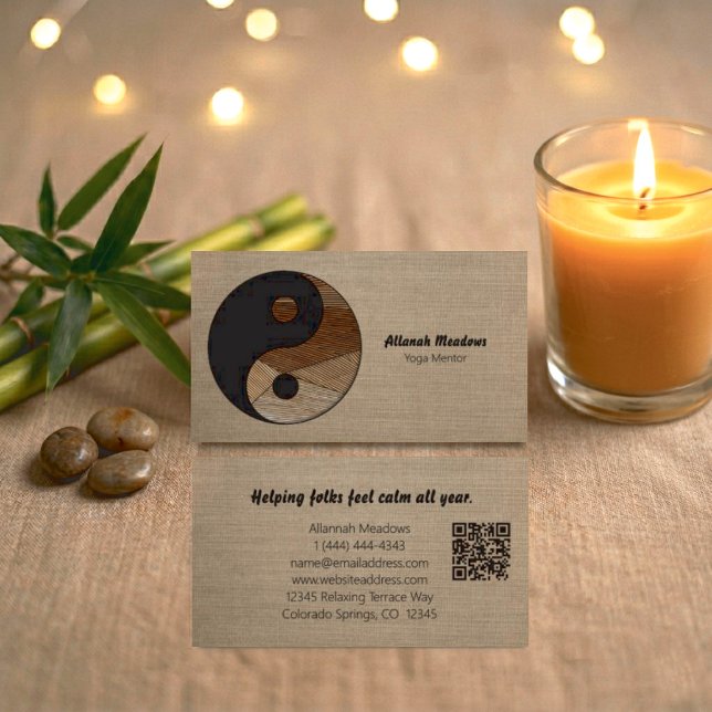 Carte De Visite Symbole Yin-Yang Code QR Méditatif Apaisant  (Créateur téléchargé)