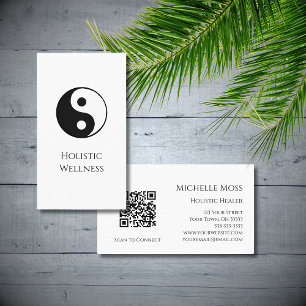 Carte De Visite Symbole Yin Yang simple QR code Wellness holistiqu