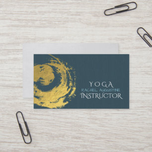 Carte De Visite Symbole YOGA bleu & or ZEN brosse