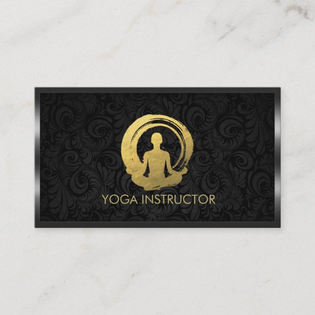 Carte De Visite Symbole ZEN de Yoga méditation de Yoga en or noir (Devant)