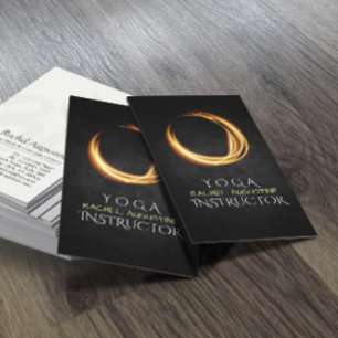 Carte De Visite SYMBOLE ZEN YOGA Élégant Noir & Or Lumière brillan