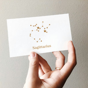 Carte De Visite Symbole Zodiaque moderne Sagittaire Or  Feu d'élém
