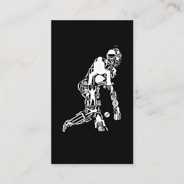 Carte De Visite Symboles de sport de cricket joueur de cricket (Devant)