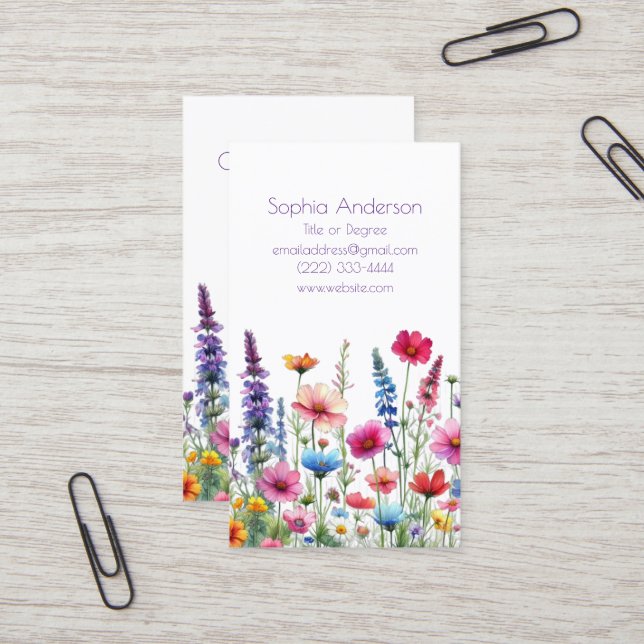 Carte De Visite Symphonie fleur sauvage-Carte de visite (Devant/Arrière en situation)