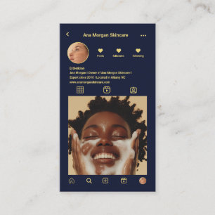 Carte De Visite Système Instagram Photo Grid QR Code Marine Bleu