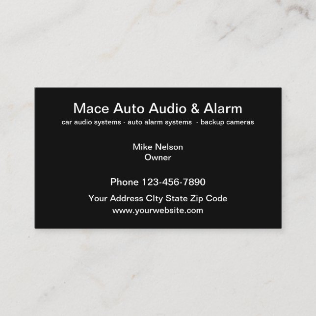 Carte De Visite Systèmes audio et de sécurité pour voitures (Devant)