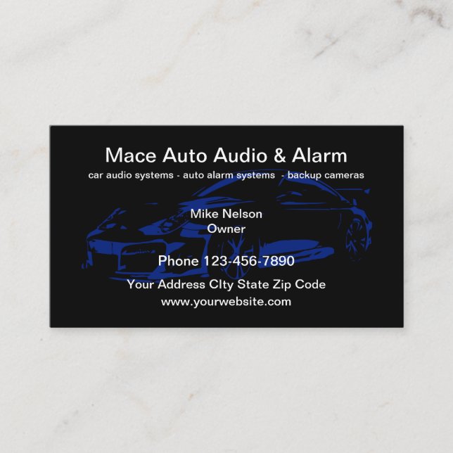 Carte De Visite Systèmes audio et sécurité pour voitures automobil (Devant)