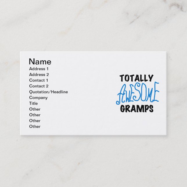 Carte De Visite T-shirts et cadeaux Blue Totally Awesome Gramps (Devant)